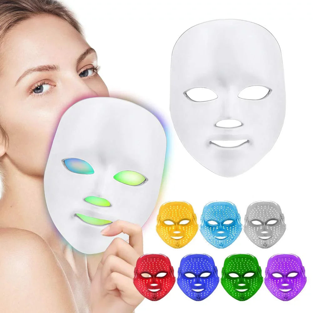 Led Face Mask Light Therapy, Red Light Therapy for Face, 7 Colors LED Facial Skin Care Mask for Women Skin Care at Home