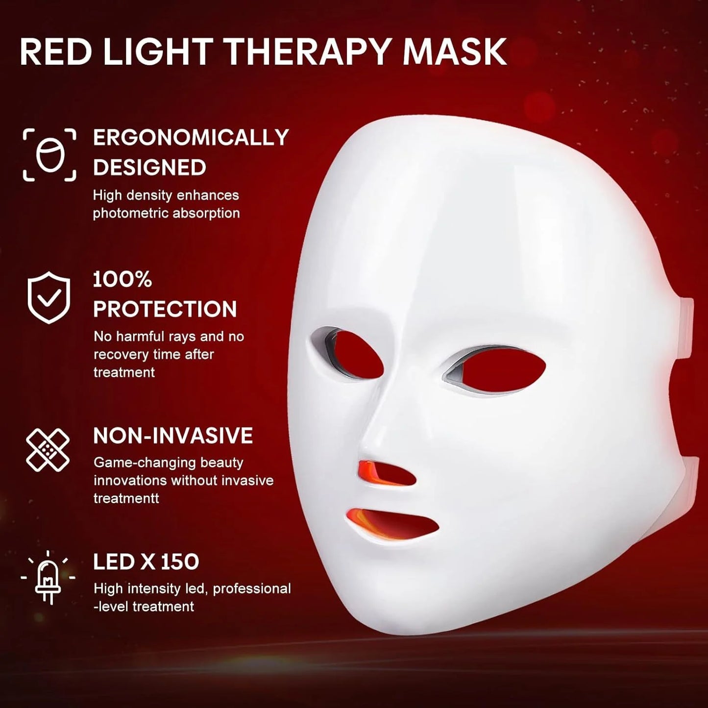 Led Face Mask Light Therapy, Red Light Therapy for Face, 7 Colors LED Facial Skin Care Mask for Women Skin Care at Home